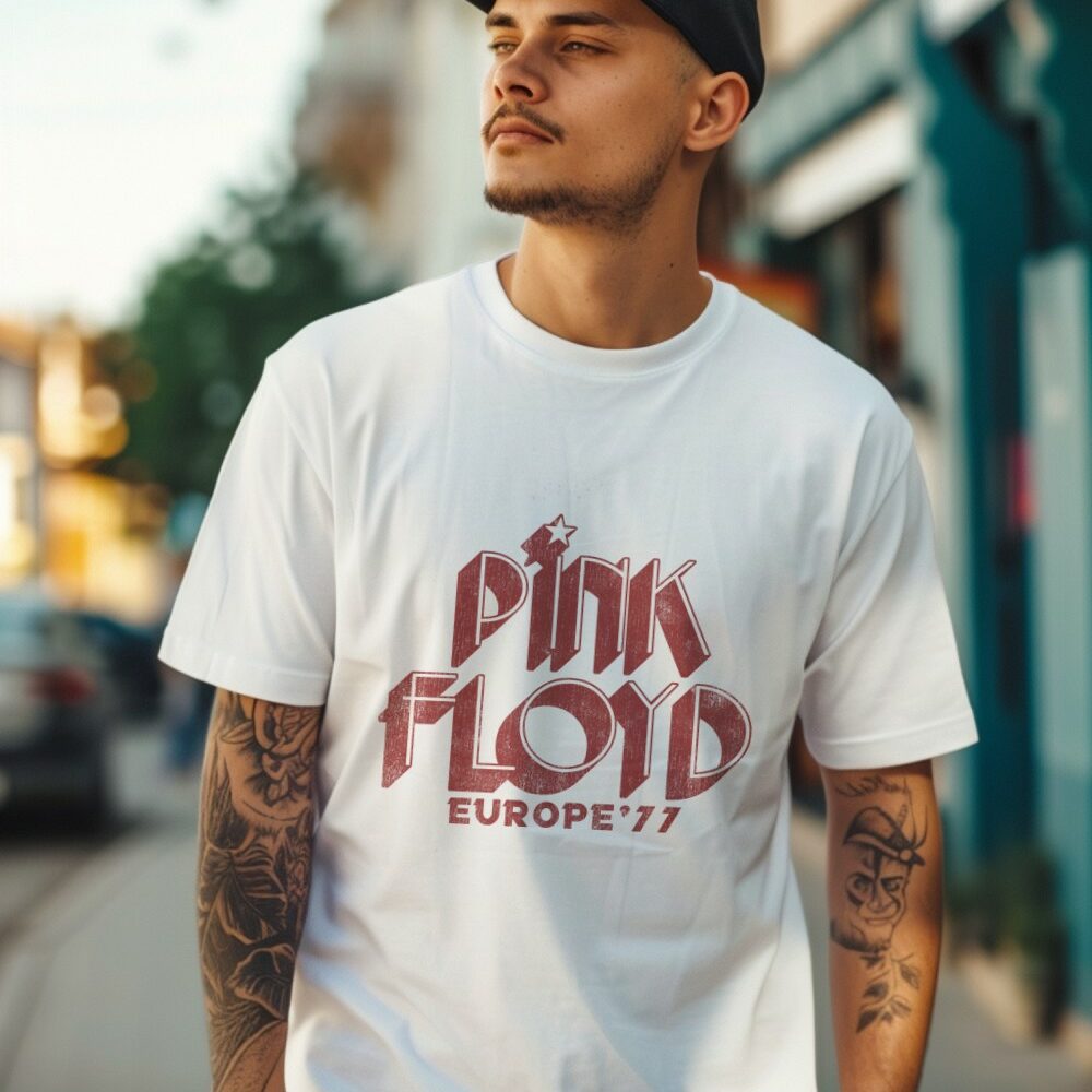 T-shirt Homme Pink Floyd avec un design de Pink Floyd Europe 77 rouge
