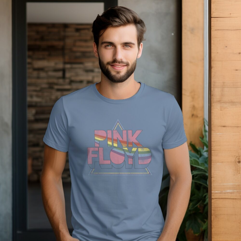 T-shirt Homme Pink Floyd avec un design de Pink Floyd Rainbow noir
