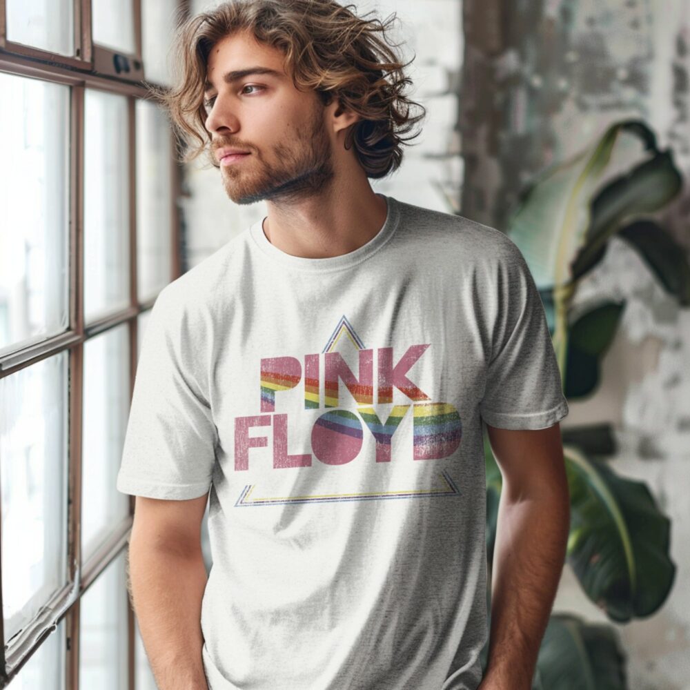 T-shirt Homme Pink Floyd avec un design de Pink Floyd Rainbow blanc