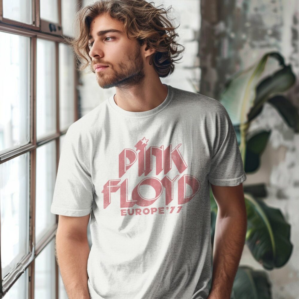 T-shirt Homme Pink Floyd avec un design de Pink Floyd 77 rose