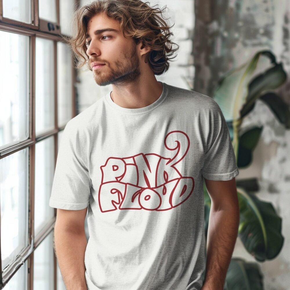 T-shirt Homme Pink Floyd avec un design Pink Floyd Wavy contour rouge