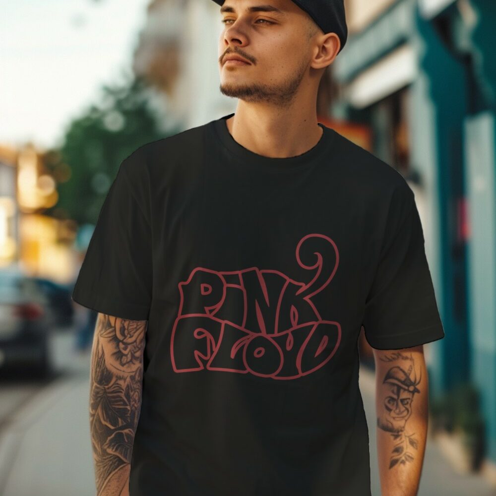 T-shirt Homme Pink Floyd avec un design Pink Floyd Wavy contour rouge
