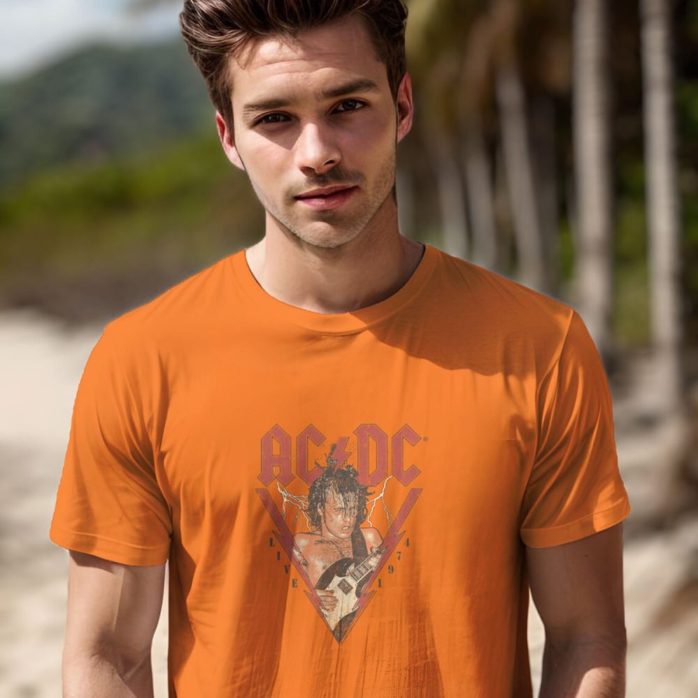 T-shirt Homme ACDC avec un design de ACDC Live 1974 noir