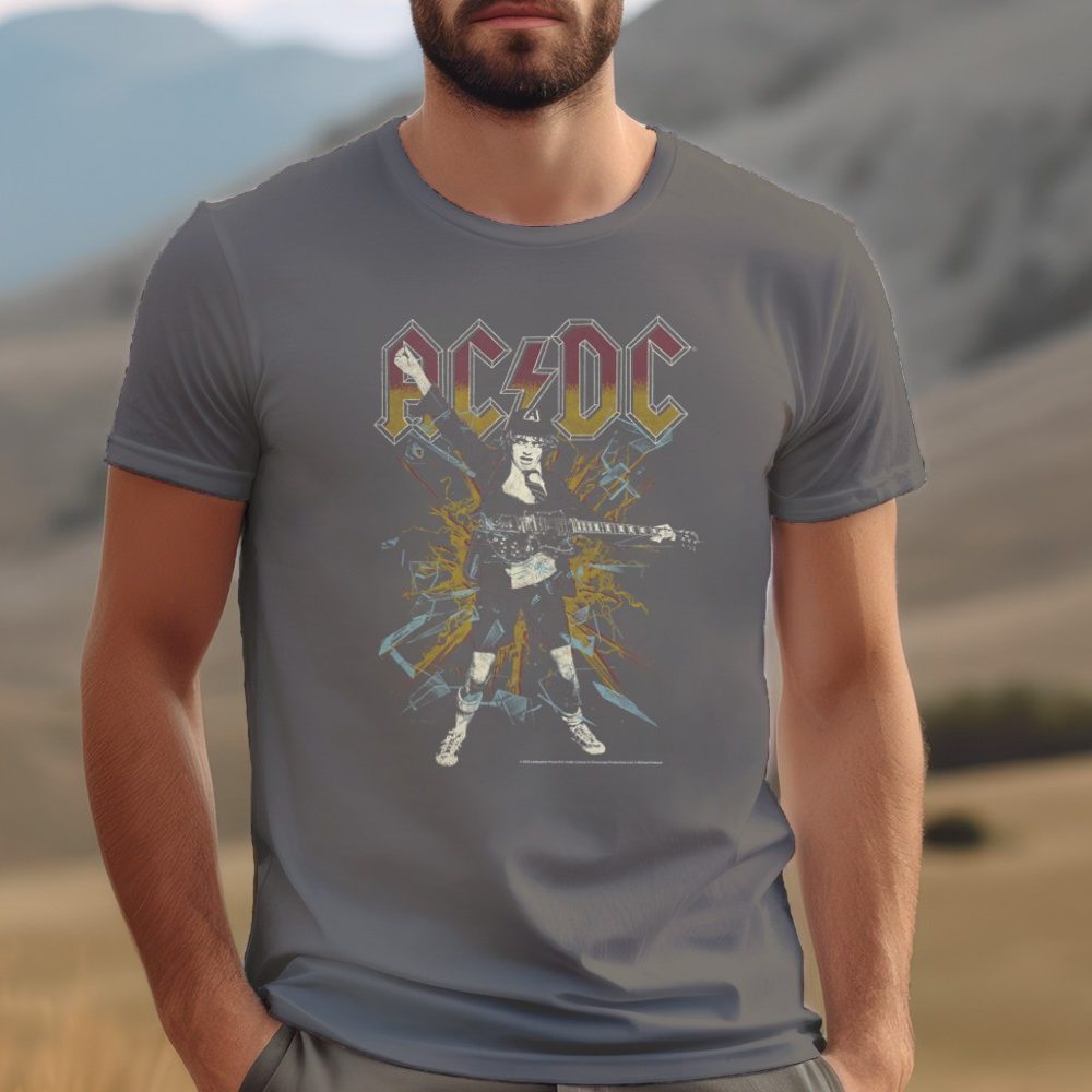 T-shirt Homme ACDC avec un design de ACDC Rock clair