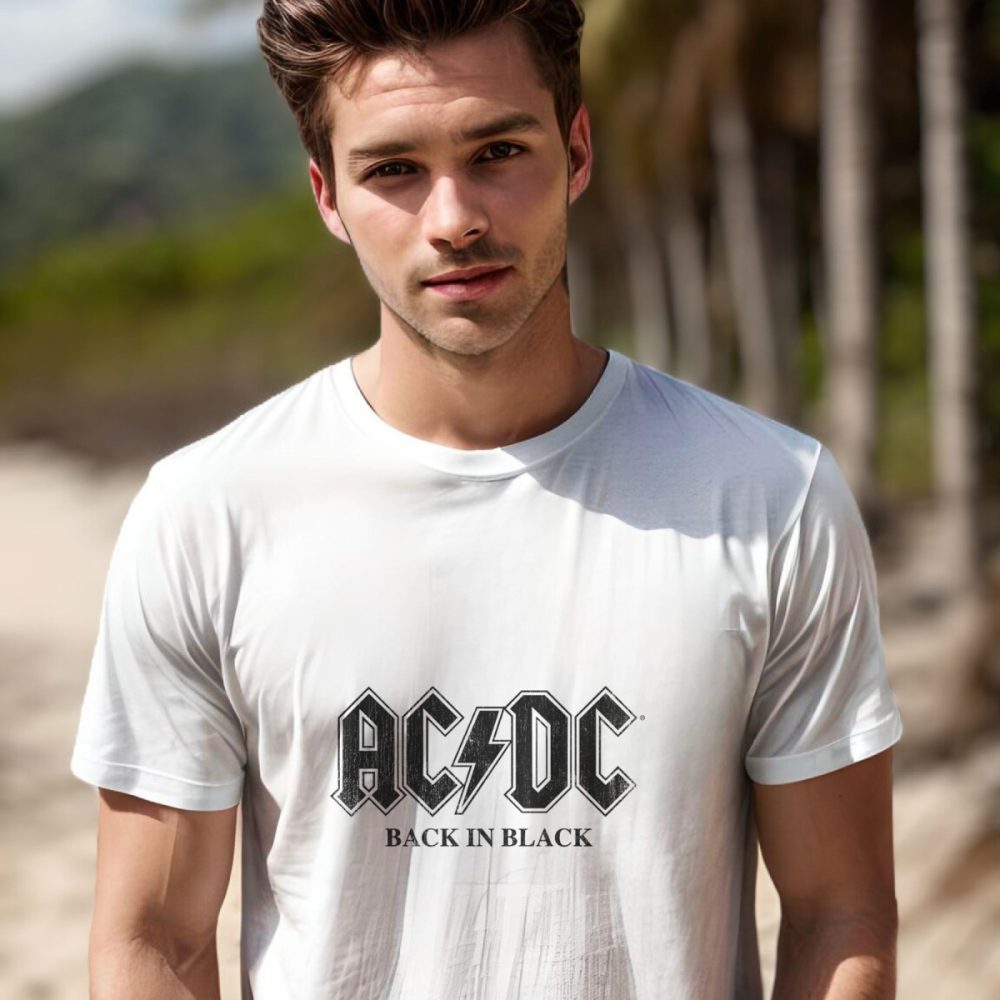 T-shirt Homme ACDC avec un design de ACDC Back in Black noir