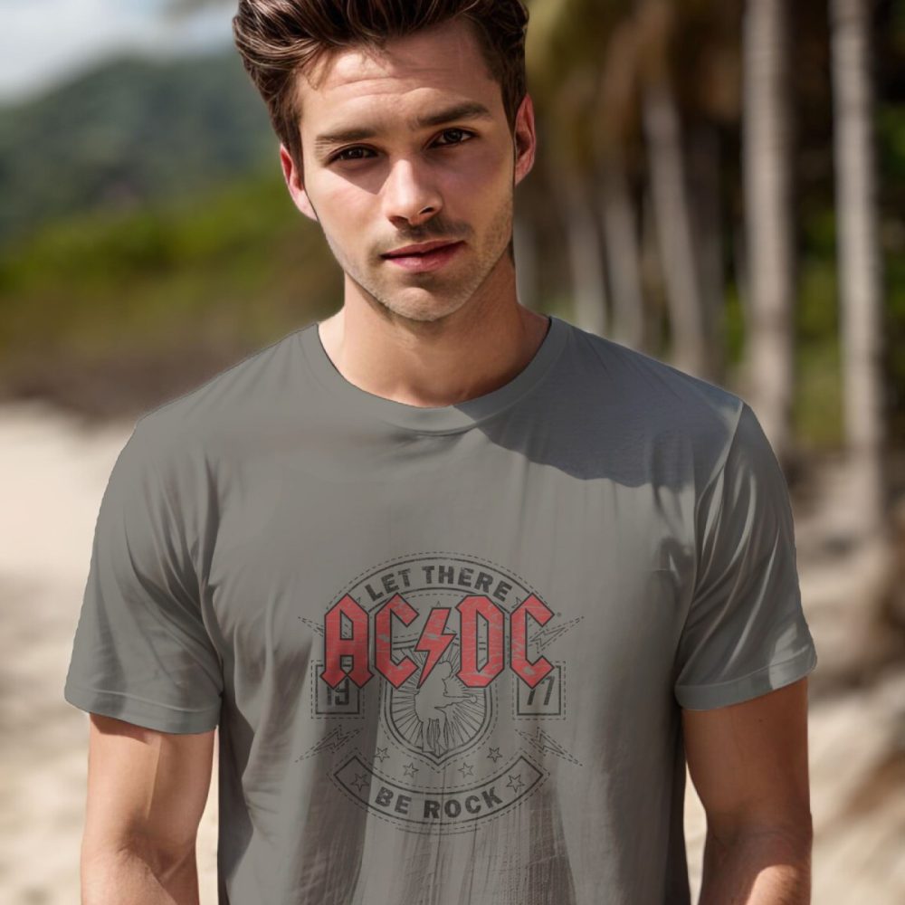 T-shirt Homme ACDC avec un design de ACDC Let There Be Rock noir