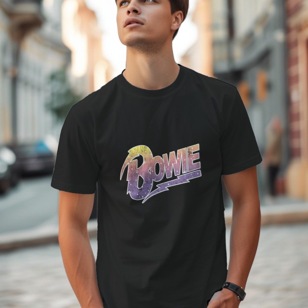 T-shirt Homme Bowie avec un design de Bowie Dégradé jaune violet