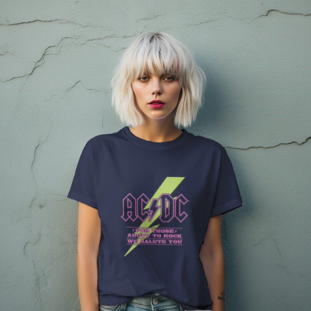 T-shirt Femme ACDC avec un design de ACDC For those About To Rock vert