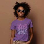 T-shirt Femme ACDC avec un design de ACDC Contour rose bleu