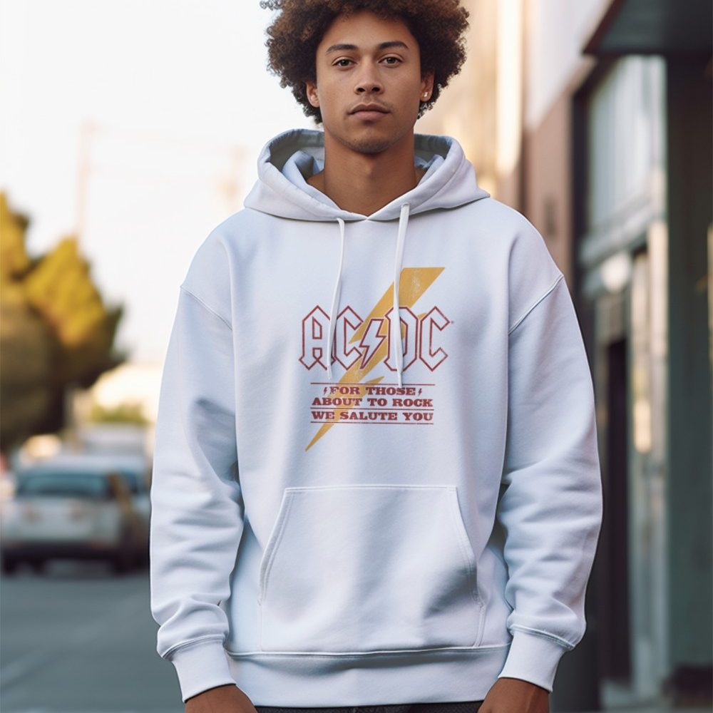 Sweat-shirt à capuche Homme ACDC avec un design de ACDC For those About To Rock jaune