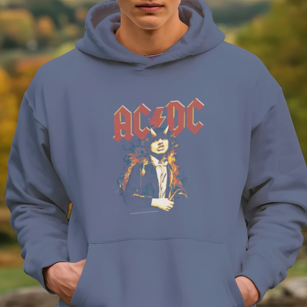 Sweat-shirt à capuche Homme ACDC avec un design de ACDC Flamme clair