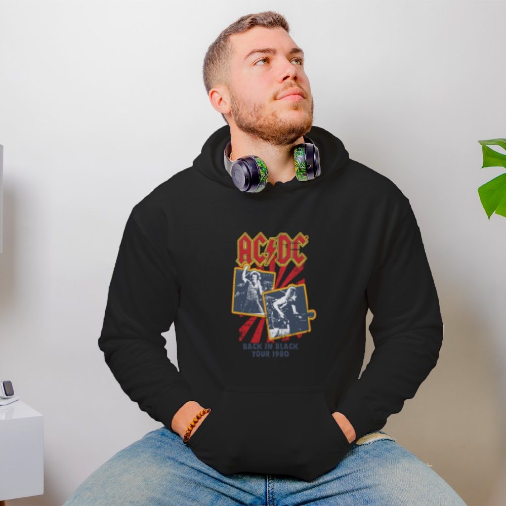Sweat-shirt à capuche Homme ACDC avec un design de ACDC Back in Black
