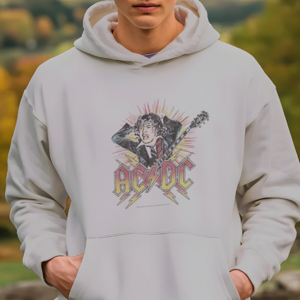 Sweat-shirt à capuche Homme ACDC avec un design de ACDC Guitare noir