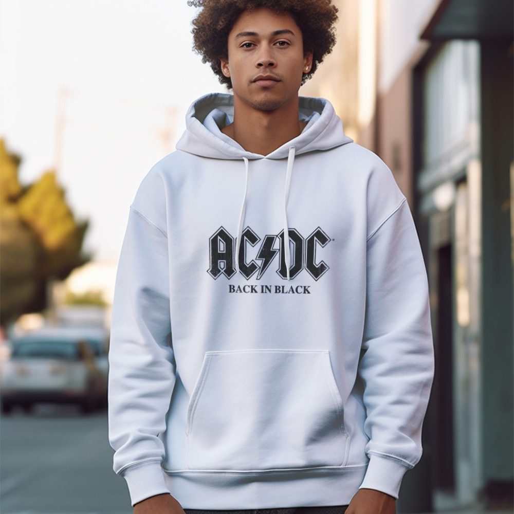 Sweat-shirt à capuche Homme ACDC avec un design de ACDC Back in Black noir