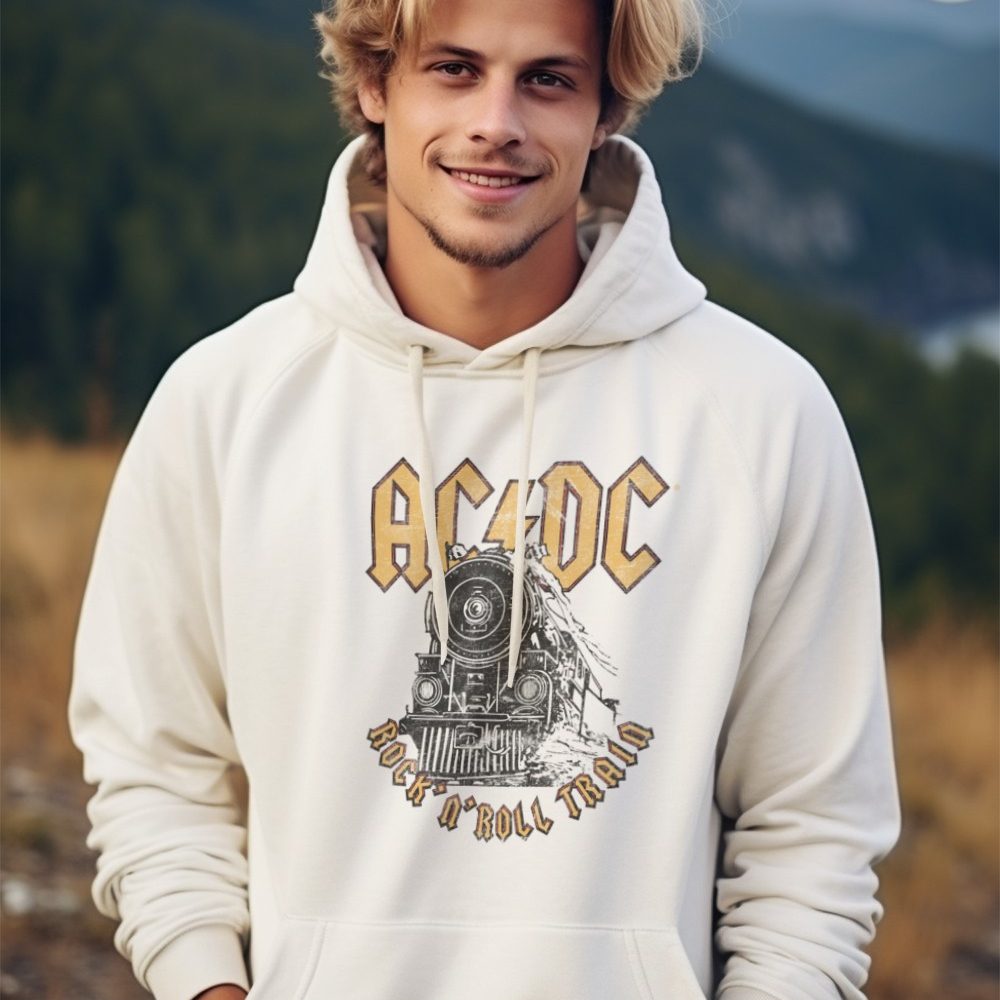 Sweat-shirt à capuche Homme ACDC avec un design de ACDC Rock n' Roll Train noir