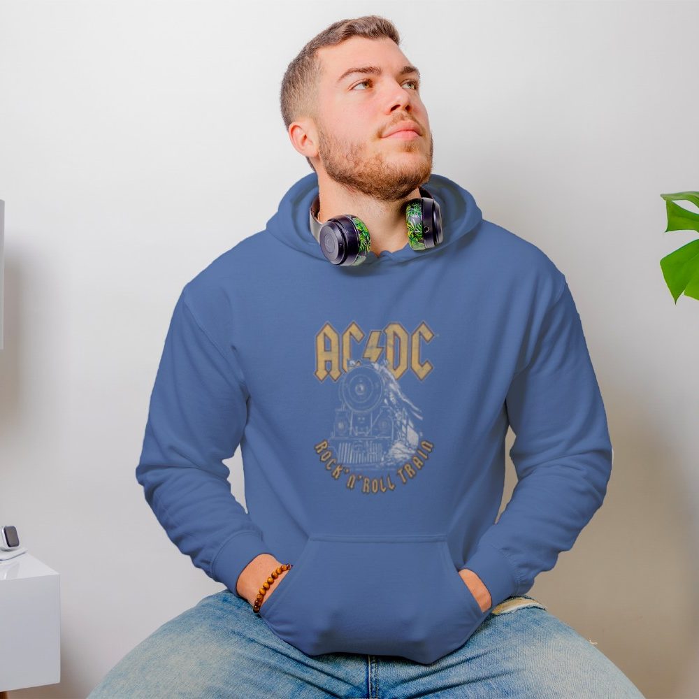 Sweat-shirt à capuche Homme ACDC avec un design de ACDC Rock n' Roll Train blanc