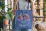 Tote bag coton bio ACDC avec un design de ACDC Let There Be Rock blanc