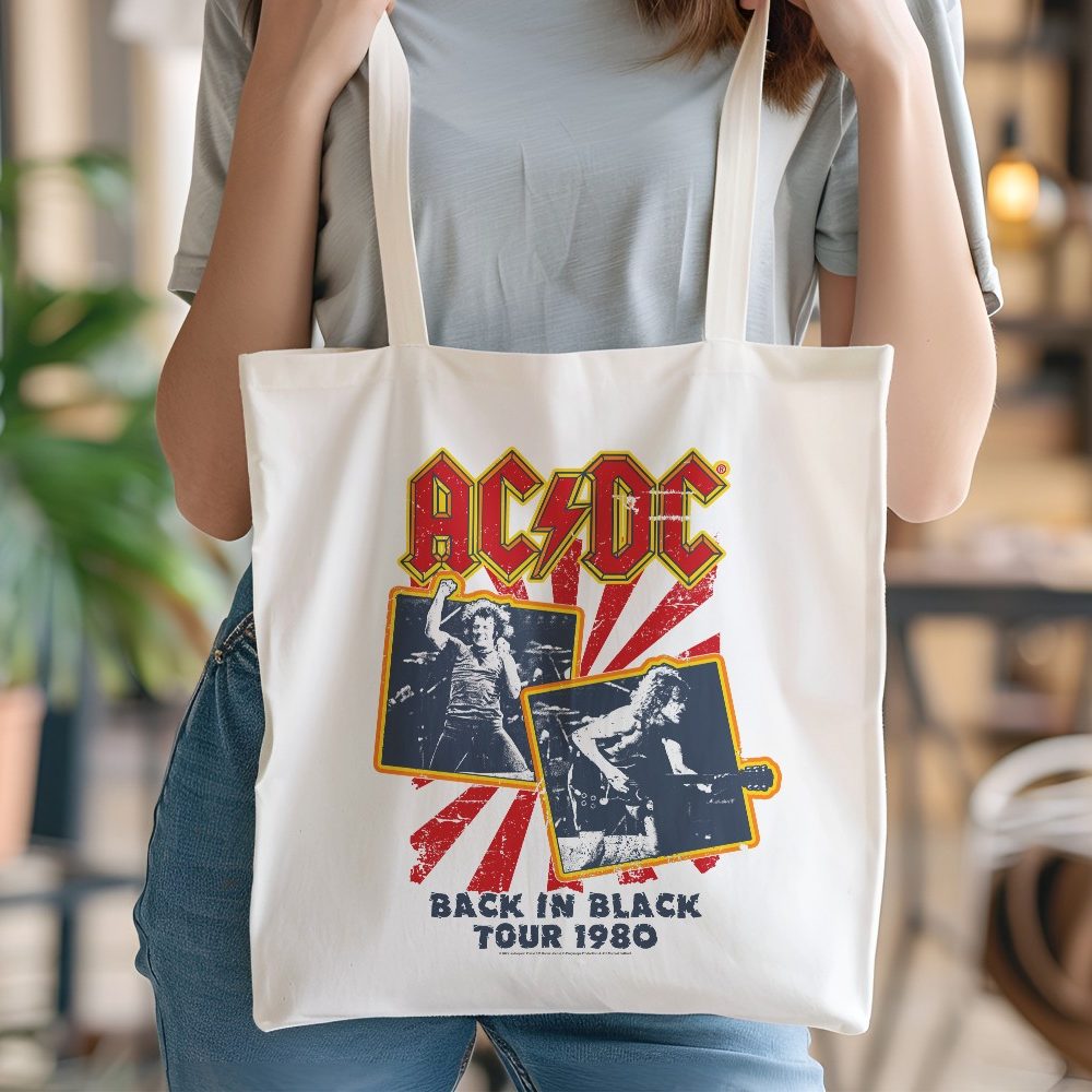 Tote bag coton bio ACDC avec un design de ACDC Back in Black