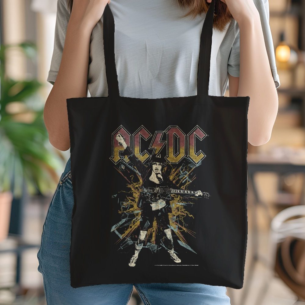 Tote bag coton bio ACDC avec un design de ACDC Rock clair