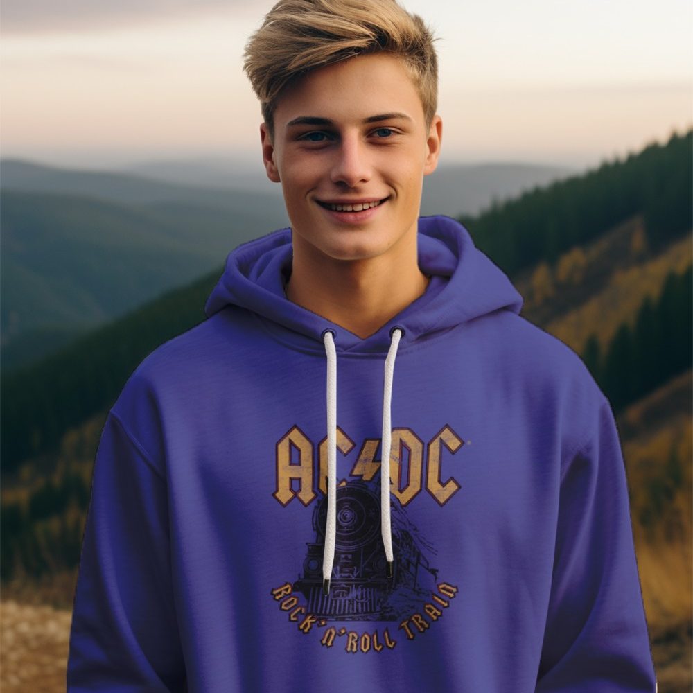 Pull à capuche Enfant ACDC avec un design de ACDC Rock n' Roll Train noir