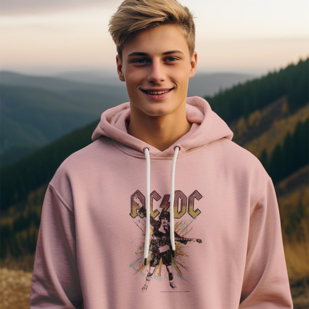 Pull à capuche Enfant ACDC avec un design de ACDC Rock noir