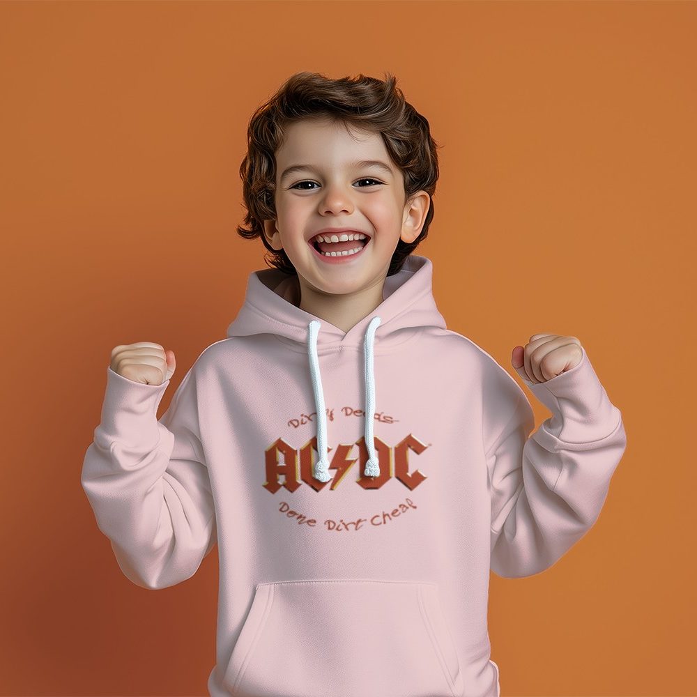 Pull à capuche Enfant ACDC avec un design de ACDC Dirty Deeds Done Dirt Cheap