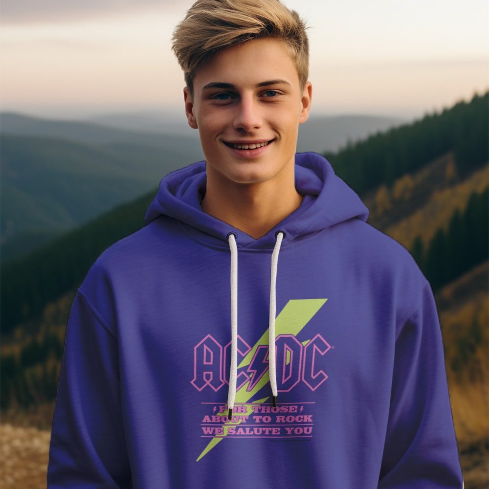 Pull à capuche Enfant ACDC avec un design de ACDC For those About To Rock vert