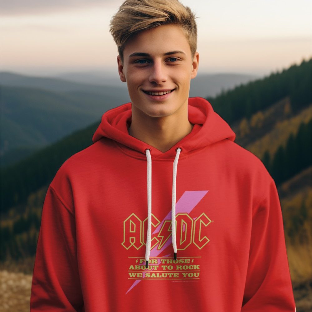 Pull à capuche Enfant ACDC avec un design de ACDC For those About To Rock rose