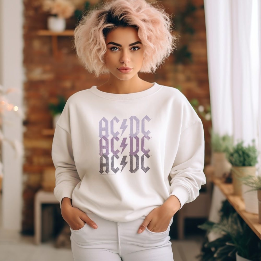 Sweat oversize coton bio Femme ACDC avec un design de ACDC violet
