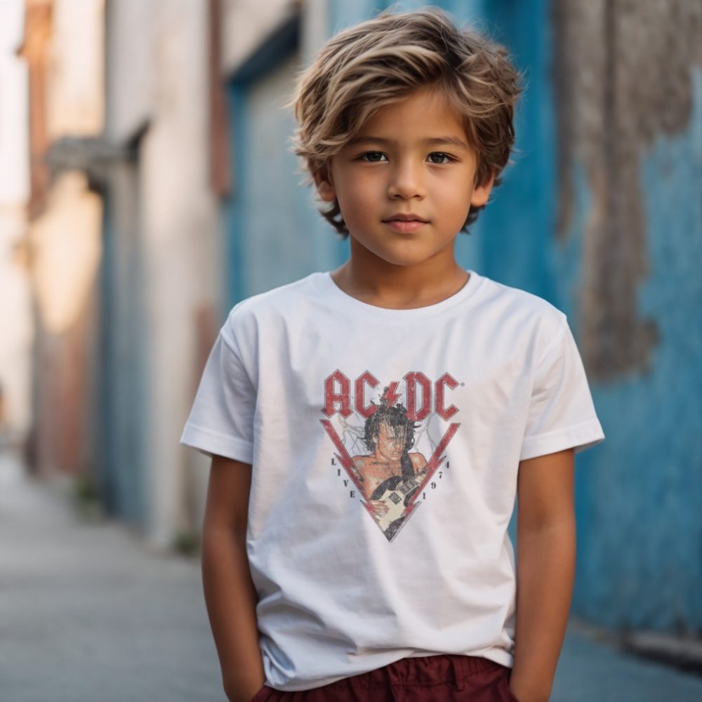 T-shirt Enfant ACDC avec un design de ACDC Live 1974 noir