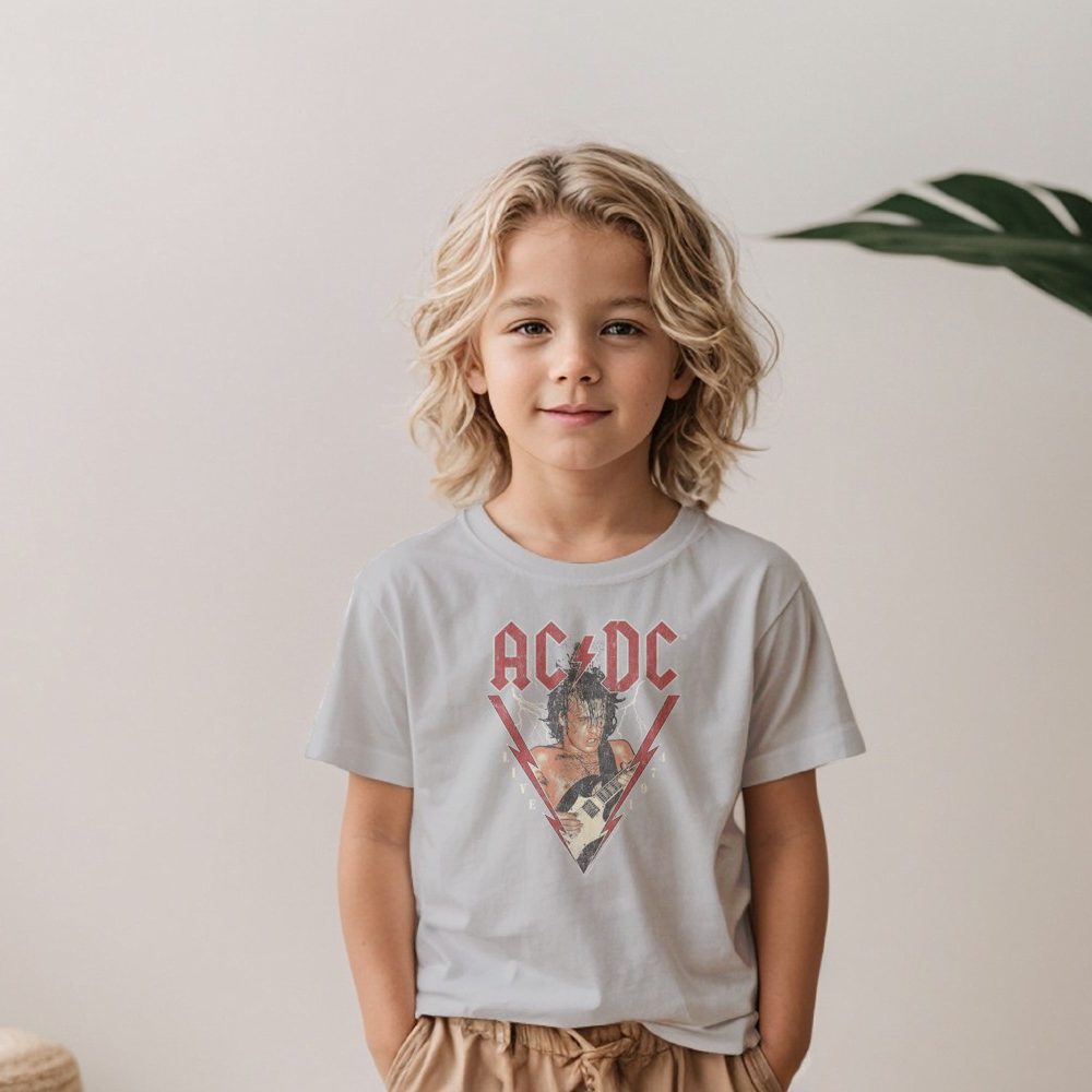 T-shirt Enfant ACDC avec un design de ACDC Live 1974 blanc