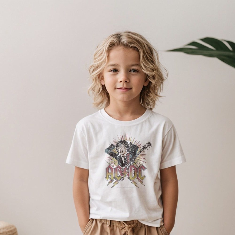 T-shirt Enfant ACDC avec un design de ACDC Guitare noir