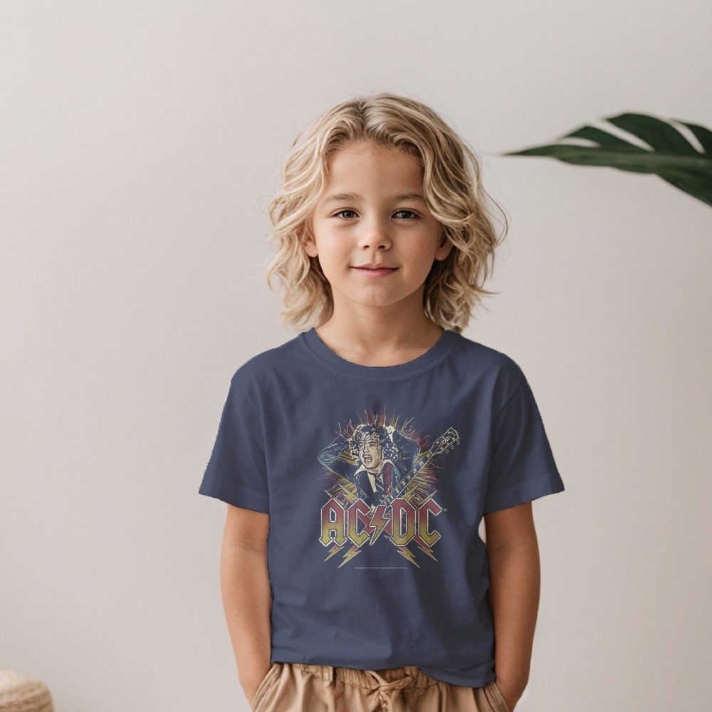 T-shirt Enfant ACDC avec un design de ACDC Guitare blanc