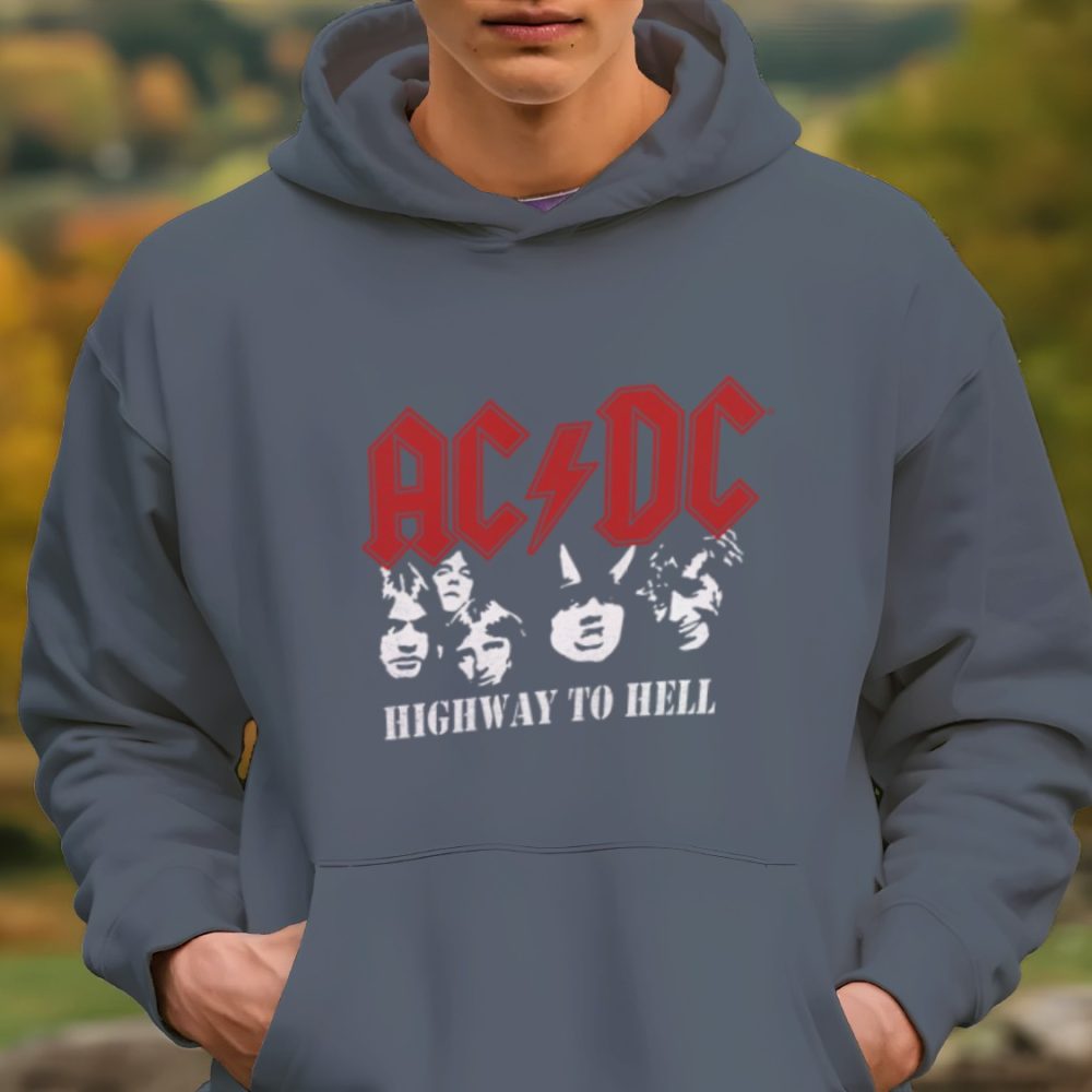 Sweat-shirt à capuche Homme ACDC avec un design de ACDC Highway to Hell blanc