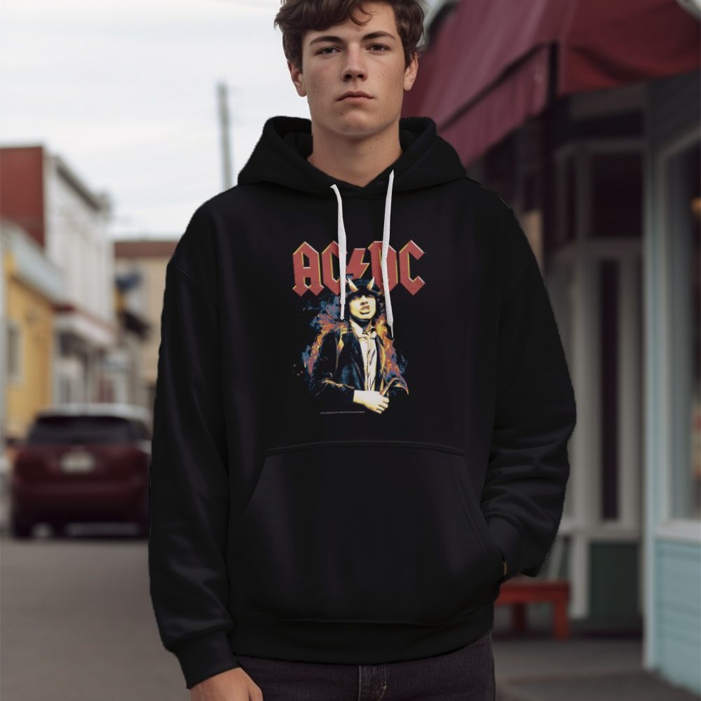 Sweat-shirt à capuche Homme ACDC avec un design de ACDC Flamme clair