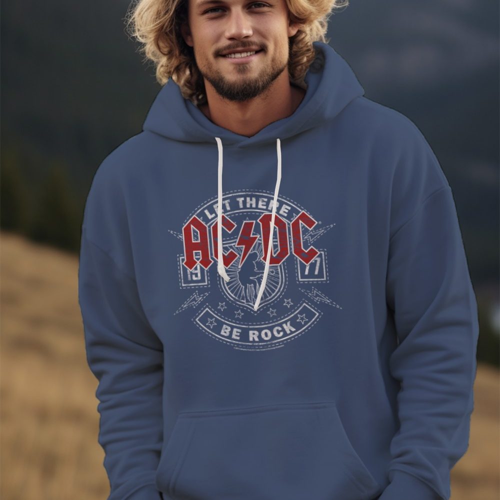 Sweat-shirt à capuche Homme ACDC avec un design de ACDC Let There Be Rock blanc