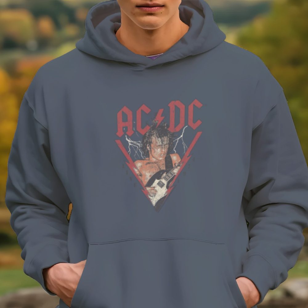 Sweat-shirt à capuche Homme ACDC avec un design de ACDC Live 1974 noir