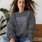 Sweat oversize coton bio Femme ACDC avec un design de ACDC violet