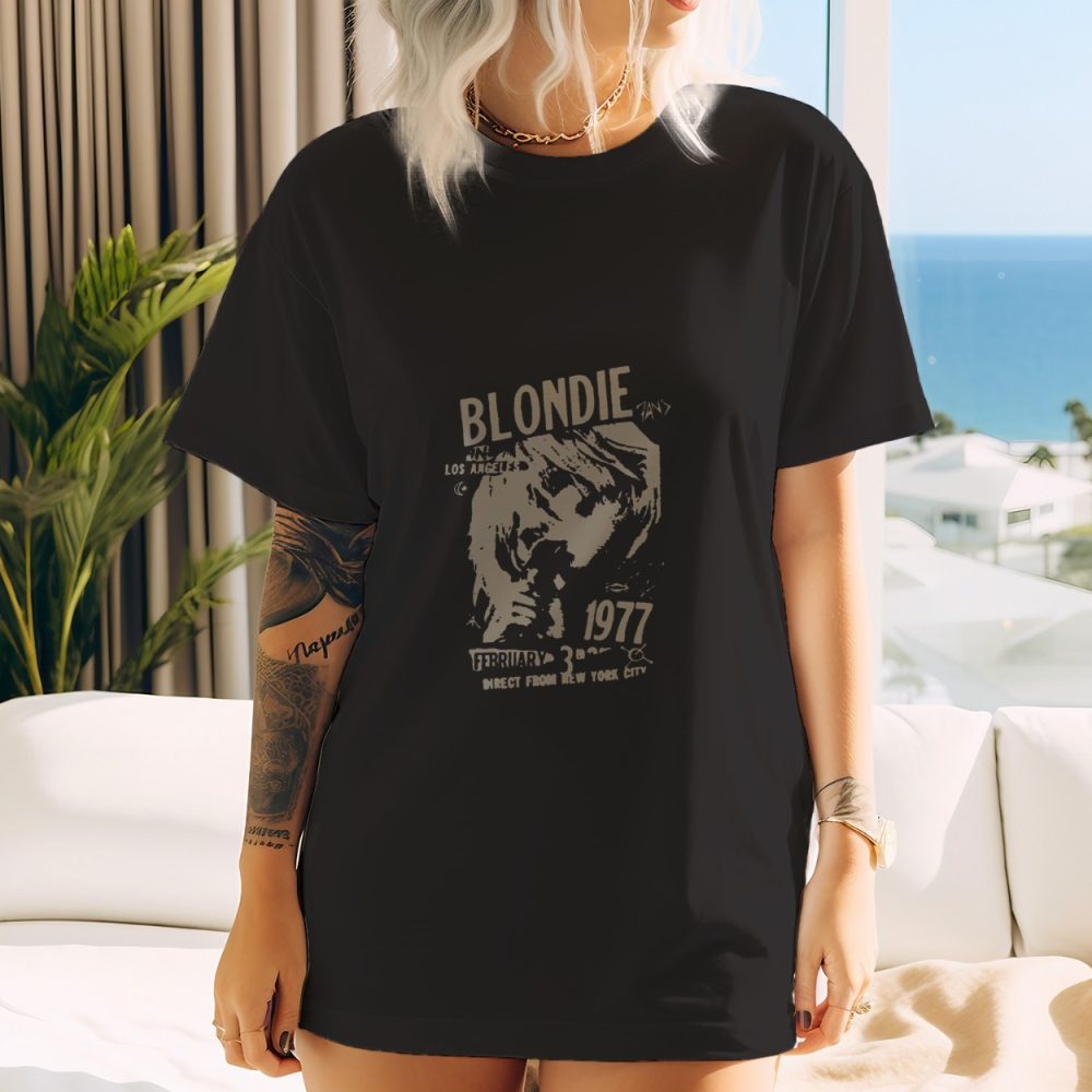 T-shirt oversize coton bio Femme Blondie avec un design de Blondie 1977 gris