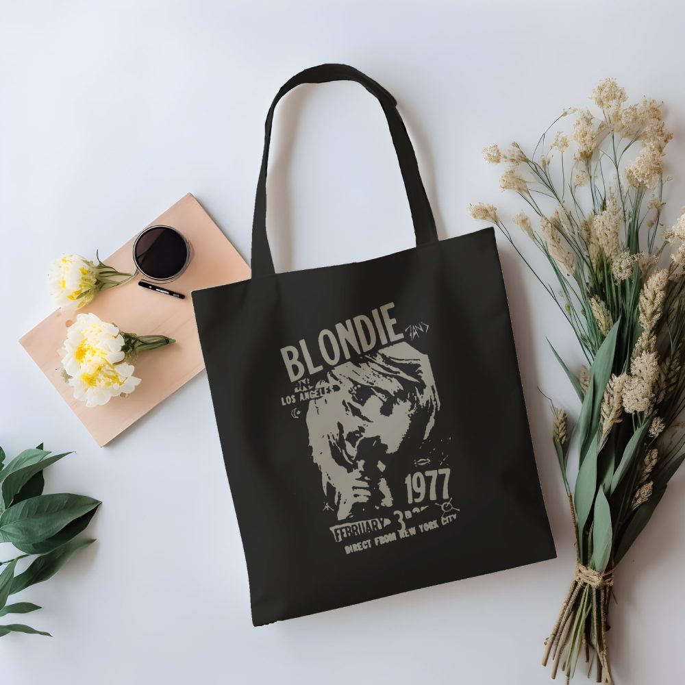Tote bag coton bio Blondie avec un design de Blondie 1977 gris