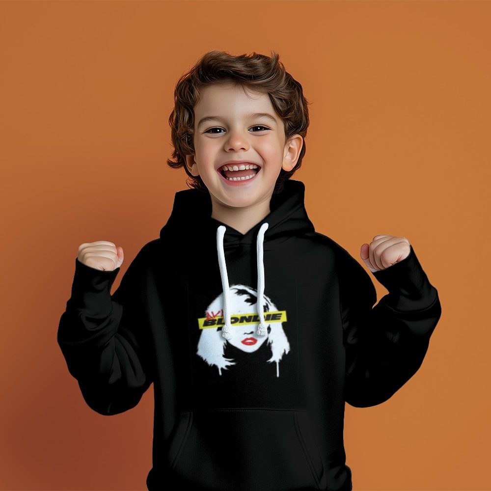 Pull à capuche Enfant Blondie avec un design de Blondie Aka noir