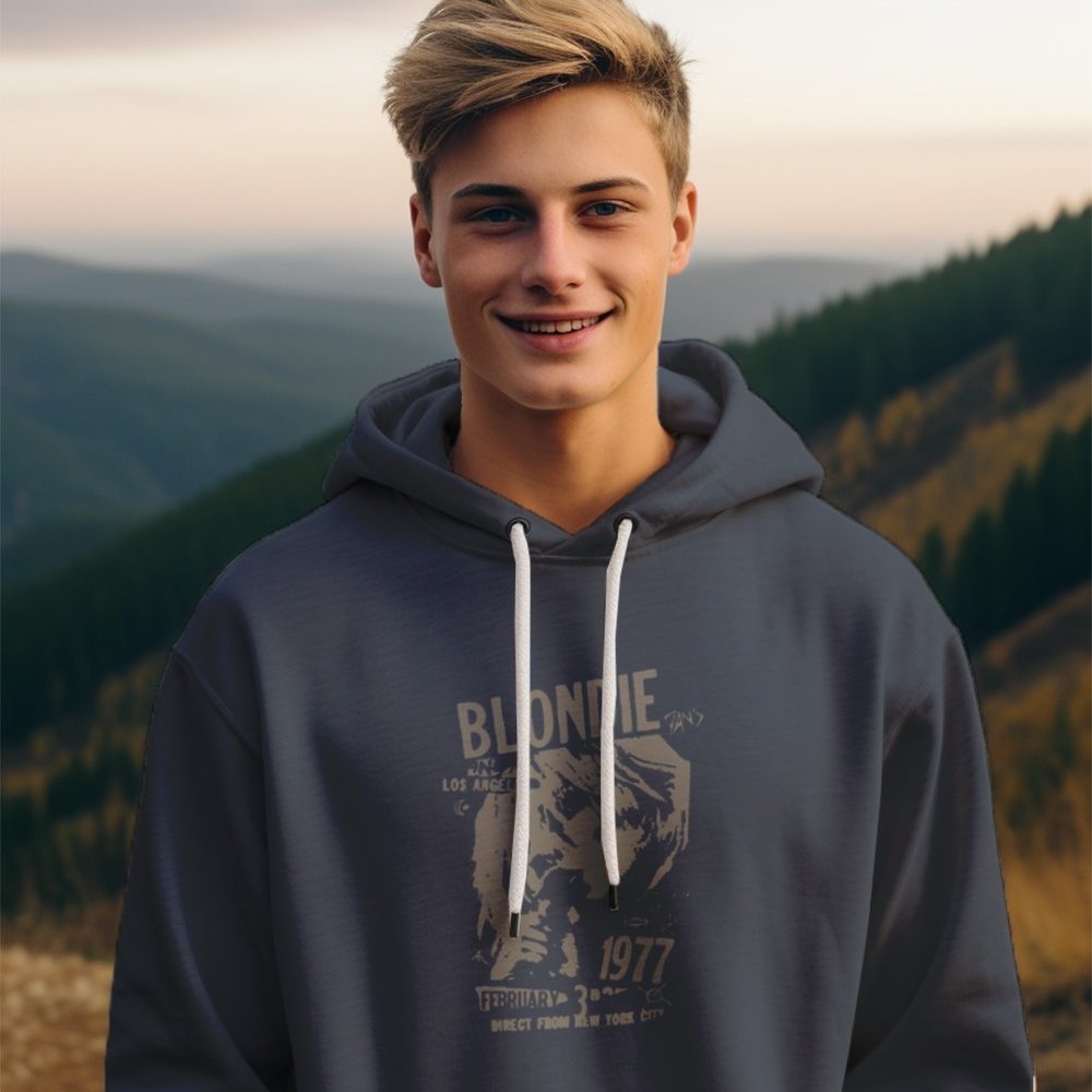 Pull à capuche Enfant Blondie avec un design de Blondie 1977 gris