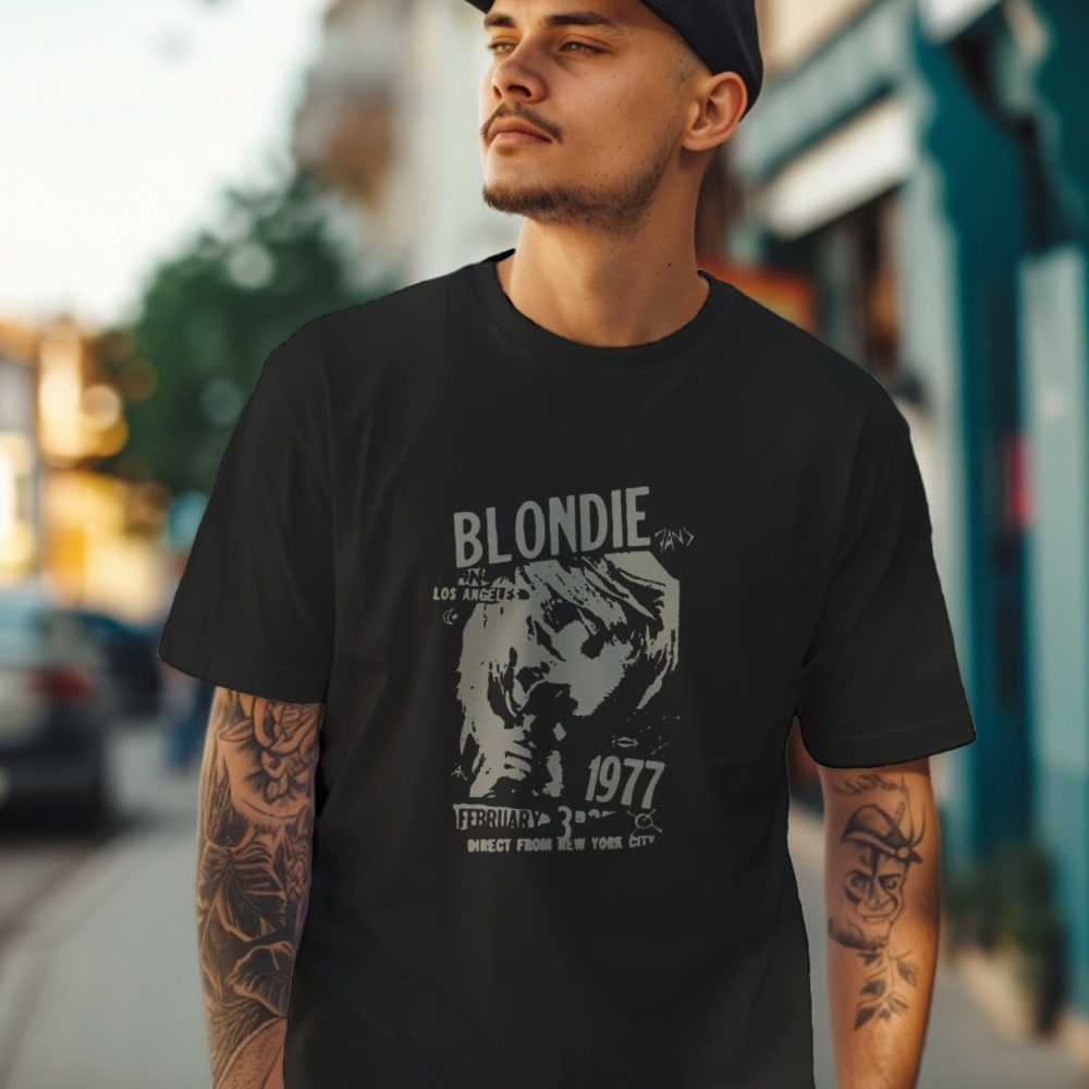 T-shirt Homme Blondie avec un design de Blondie 1977 gris