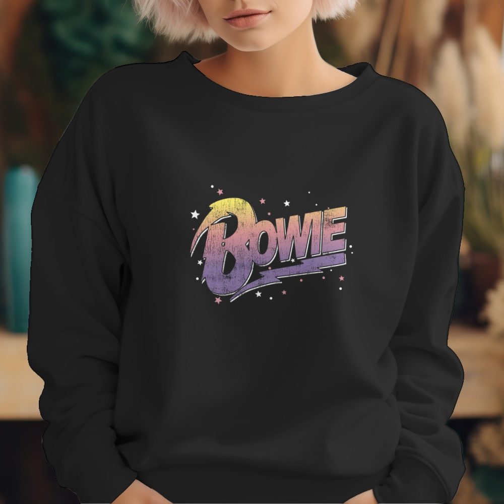 Sweat oversize coton bio Femme Bowie avec un design de Bowie Dégradé jaune violet stars