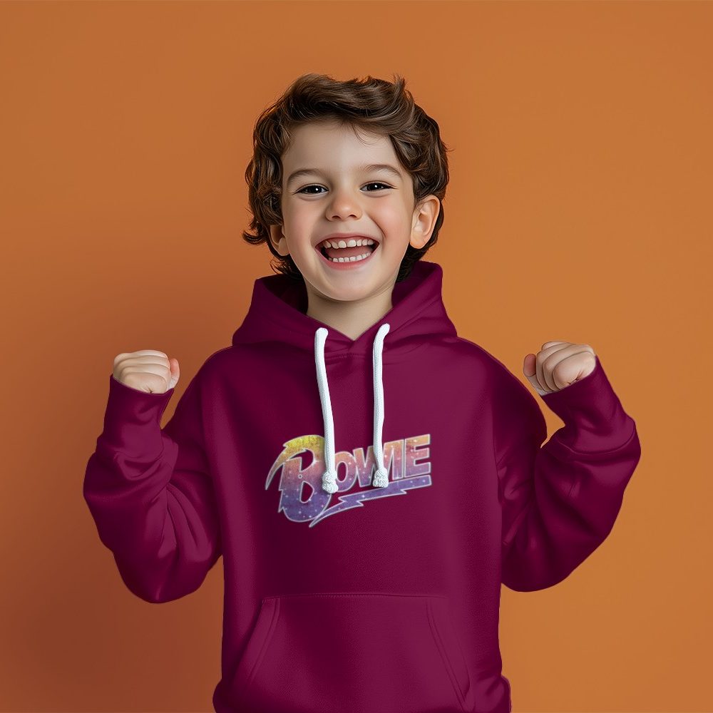 Pull à capuche Enfant Bowie avec un design de Bowie Dégradé jaune violet