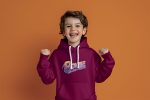 Pull à capuche Enfant Bowie avec un design de Bowie Dégradé jaune violet