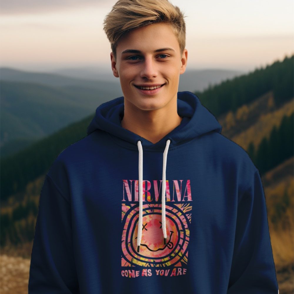 Pull à capuche Enfant Nirvana avec un design de Nirvana Come As You Are rose