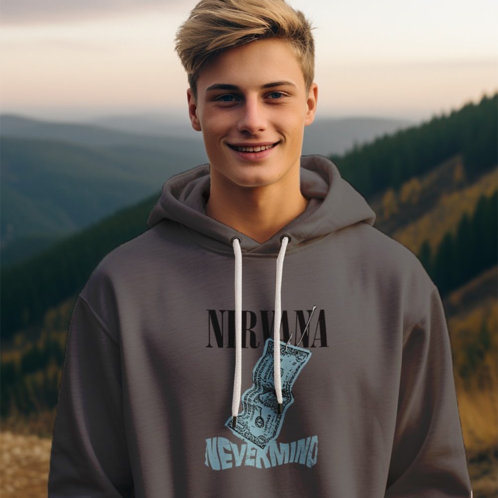 Pull à capuche Enfant Nirvana avec un design de Nirvana Nevermind noir