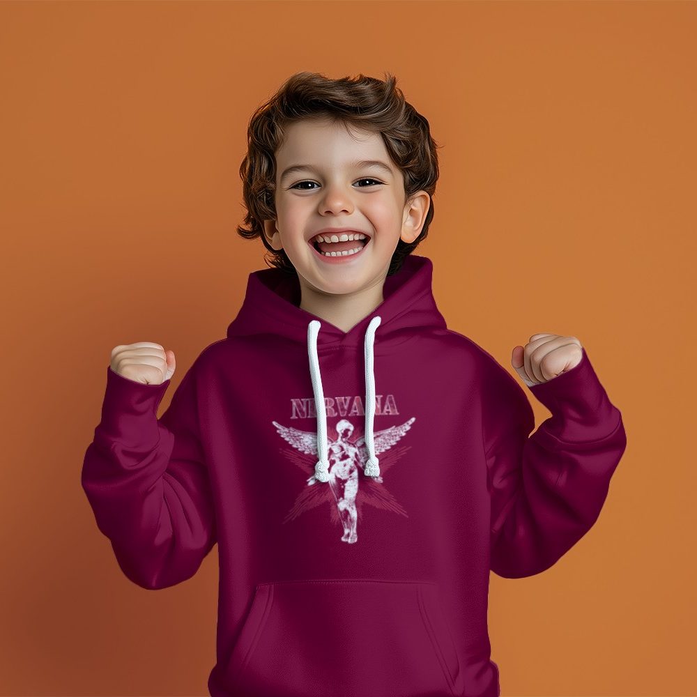 Pull à capuche Enfant Nirvana avec un design de Nirvana In Utero blanc