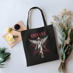 Tote bag coton bio Nirvana avec un design de Nirvana In Utero rouge